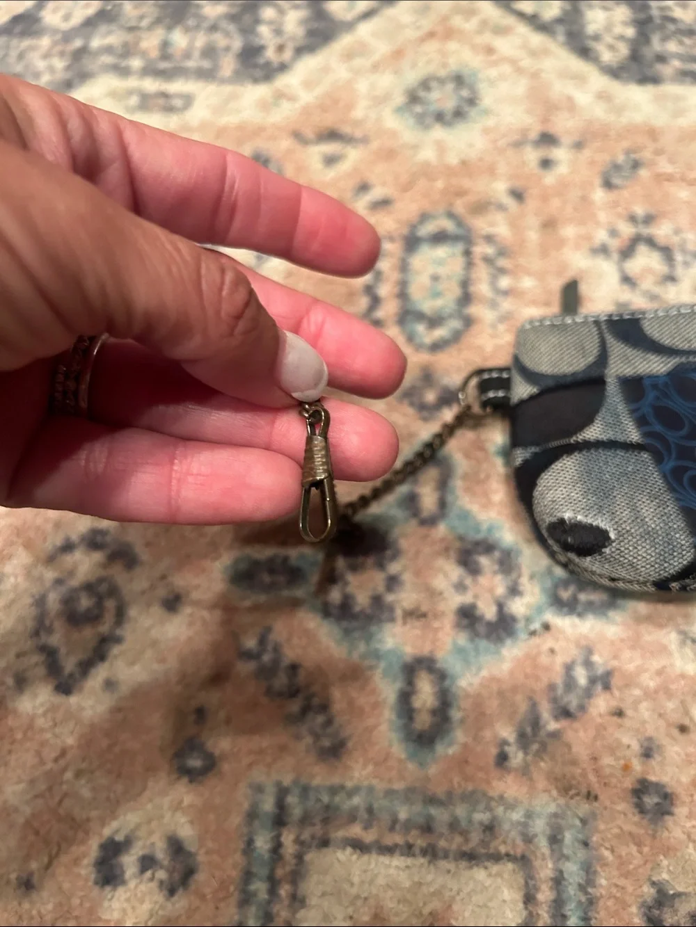 Y2K COACH Navy and Black Patterned Wristlet